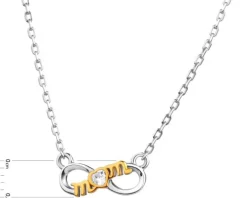 Naszyjnik srebrny z cyrkonią - mama, nieskończoność, serce