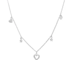 Naszyjnik srebrny z cyrkoniami - serca