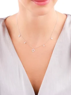 Naszyjnik srebrny z cyrkoniami - serca