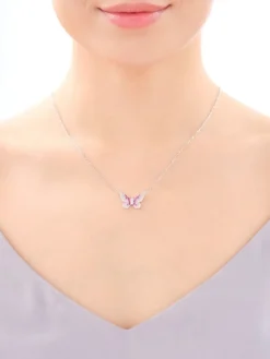 Naszyjnik srebrny z cyrkoniami - motyl