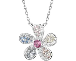 Naszyjnik srebrny z cyrkoniami - kwiat