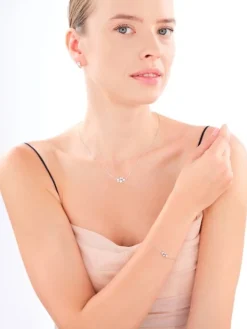 Naszyjnik srebrny z cyrkoniami - gwiazdy