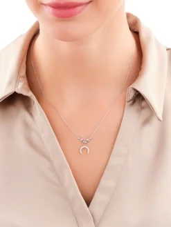 Naszyjnik srebrny z cyrkoniami - Księżyc, kulki