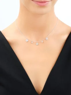 Naszyjnik srebrny z cyrkoniami - koniczyny