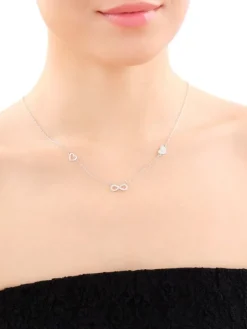 Naszyjnik srebrny z cyrkoniami - nieskończoność, serca