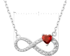Naszyjnik srebrny z cyrkoniami - nieskończoność, serce