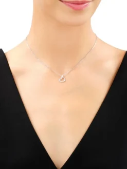 Naszyjnik srebrny z cyrkoniami - serce