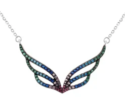 Naszyjnik srebrny z cyrkoniami - skrzydła