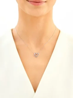 Naszyjnik srebrny z cyrkoniami - serca