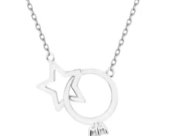 Naszyjnik srebrny z cyrkonią - pierścionek, gwiazda