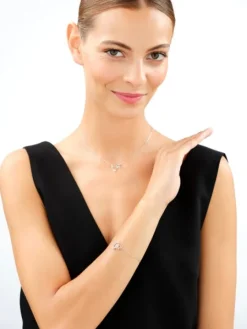 Naszyjnik srebrny z cyrkonią - pierścionek, gwiazda