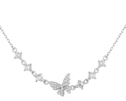 Naszyjnik srebrny z cyrkoniami - motyl