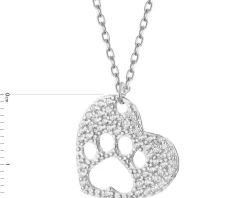 Naszyjnik srebrny z cyrkoniami - serce, łapka