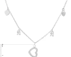 Naszyjnik srebrny z cyrkoniami - serca