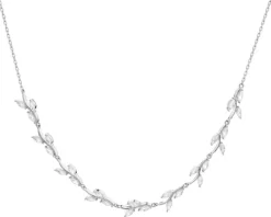 Naszyjnik srebrny z cyrkoniami - liście