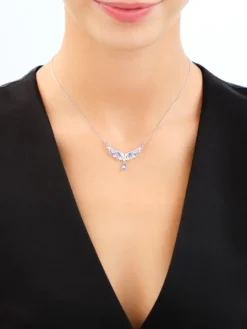 Naszyjnik srebrny z cyrkoniami - skrzydła