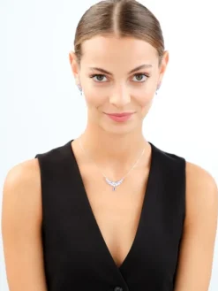 Naszyjnik srebrny z cyrkoniami - skrzydła