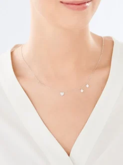 Naszyjnik srebrny z cyrkoniami - serce, koniczyny, nieskończoność