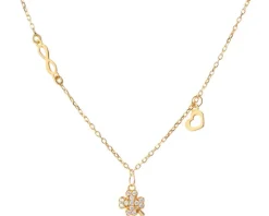 Naszyjnik srebrny z cyrkoniami - koniczyna, serce, nieskończoność