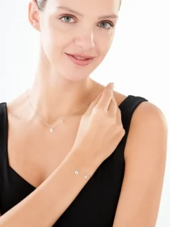 Naszyjnik srebrny z cyrkoniami - stópki, serce