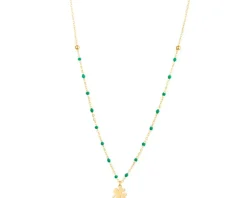 Naszyjnik srebrny z emalią - koniczyna