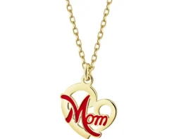 Naszyjnik srebrny z emalią - serce, mama