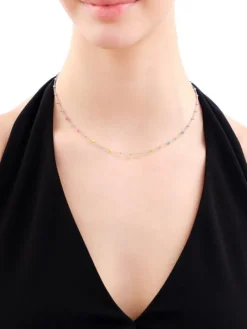 Naszyjnik srebrny z emalią - kulki