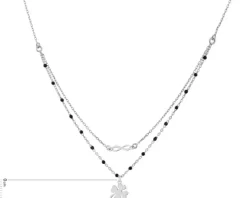 Naszyjnik srebrny z emalią - nieskończoność, koniczyna