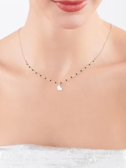 Naszyjnik srebrny z emalią - serce