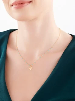 Naszyjnik srebrny z emalią - motyl