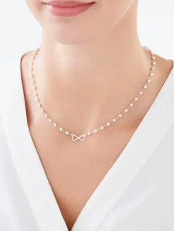 Naszyjnik srebrny z masą perłową - nieskończoność