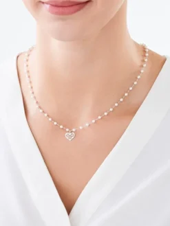 Naszyjnik srebrny z masą perłową - serce