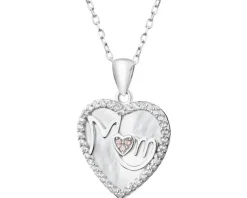 Naszyjnik srebrny z masą perłową i cyrkoniami