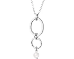 Naszyjnik srebrny z perłą - koła