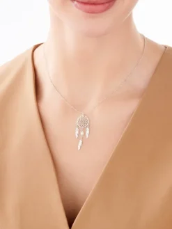 Naszyjnik srebrny z perłą - łapacz snów