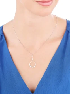 Naszyjnik srebrny z perłą i cyrkonią - koło