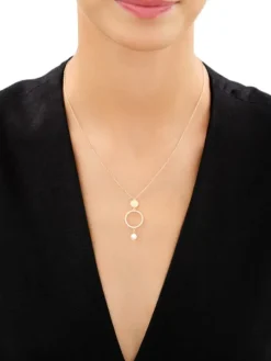 Naszyjnik srebrny z perłą i cyrkoniami - koła