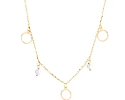 Naszyjnik srebrny z perłami - koła