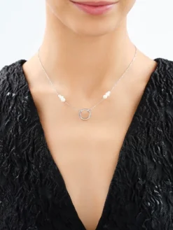 Naszyjnik srebrny z perłami - koło