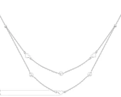 Naszyjnik srebrny z perłami - serca