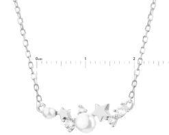 Naszyjnik srebrny z perłami i cyrkoniami - gwiazdy
