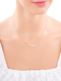 Naszyjnik srebrny z perłami i cyrkoniami - gwiazdy