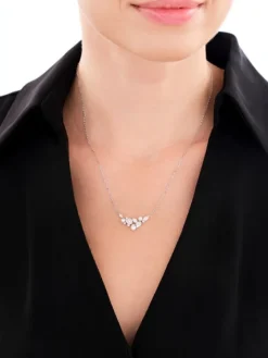 Naszyjnik srebrny z perłami i cyrkoniami - liście