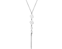 Naszyjnik srebrny z perłami - koniczyna