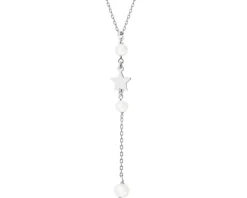 Naszyjnik srebrny z perłami - gwiazdy