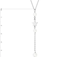 Naszyjnik srebrny z perłami - gwiazdy