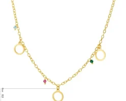 Naszyjnik srebrny ze szkłem - koła