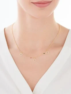 Naszyjnik srebrny ze szkłem - koła