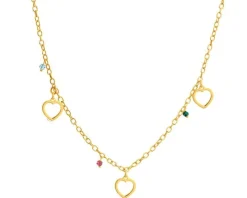 Naszyjnik srebrny ze szkłem - serca