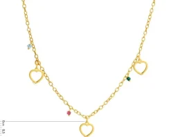 Naszyjnik srebrny ze szkłem - serca